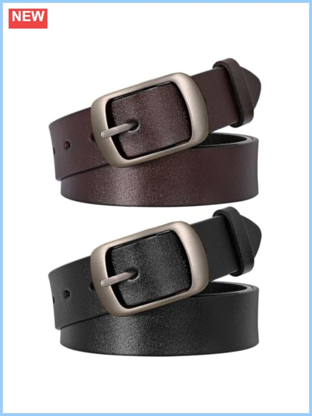 Women's Faux Leather Waist Belt with Buckle, Trim-to-Fit, Elegant Belt Loop